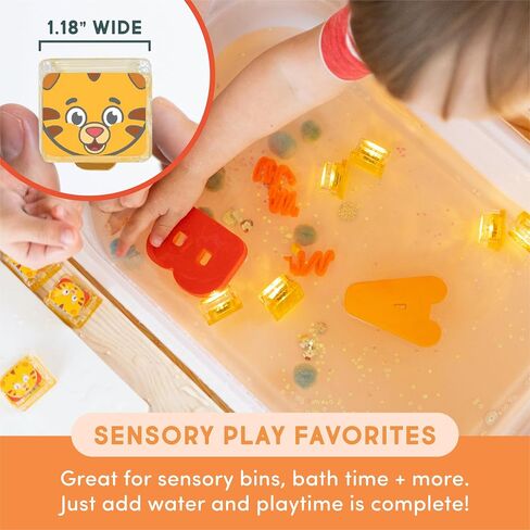 Glo Pals x Daniel Tiger's Neighborhood Water-Activated Bath Toy with 6 Reusable Light-Up Cubes for Sensory Play in Kuwait