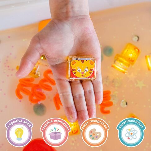 Glo Pals x Daniel Tiger's Neighborhood Water-Activated Bath Toy with 6 Reusable Light-Up Cubes for Sensory Play in Kuwait