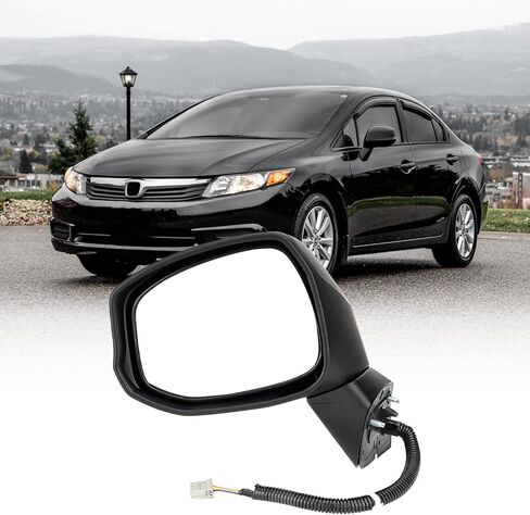 Passenger Side Right Mirror for 2012-2015 Honda Civic | Power Glass | Matte Black | 3-Pins OE Replacement Part #76202TR0A01 in Saudi Arabia