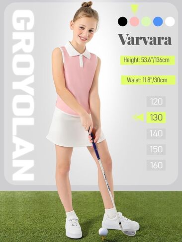 Girls Polo Shirt Sleeveless Golf Shirts Contrast Collared Button-Up Tennis T-Shirts Quick Dry Breathable Tank Tops in Kuwait