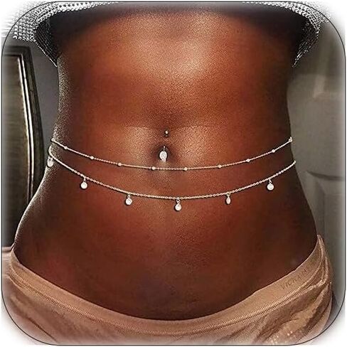 Sexy Waist Chain Body Chain – Stunning Layered Rope Beach Waist Jewelry, Adjustable for Dainty Boho Bikini Lovers in Kuwait