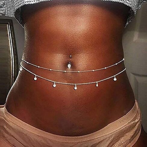 Sexy Waist Chain Body Chain – Stunning Layered Rope Beach Waist Jewelry, Adjustable for Dainty Boho Bikini Lovers in Kuwait