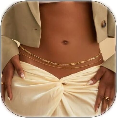 Sexy Waist Chain Body Chain – Stunning Layered Rope Beach Waist Jewelry, Adjustable for Dainty Boho Bikini Lovers in Kuwait