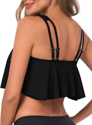 Women's Bikini Top Tankini Tops Push Up Bathing Suit Top Flounce Swimsuit Tops Swim Bra for Large Bust in Kuwait