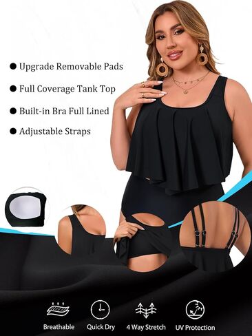 Women's Bikini Top Tankini Tops Push Up Bathing Suit Top Flounce Swimsuit Tops Swim Bra for Large Bust in Kuwait