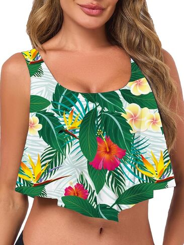 Women's Bikini Top Tankini Tops Push Up Bathing Suit Top Flounce Swimsuit Tops Swim Bra for Large Bust in Kuwait