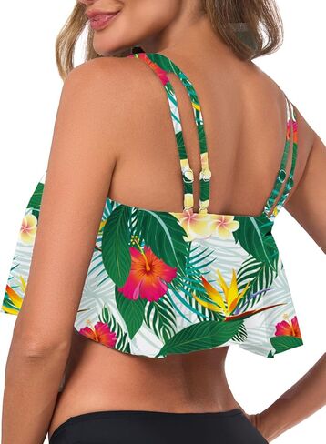 Women's Bikini Top Tankini Tops Push Up Bathing Suit Top Flounce Swimsuit Tops Swim Bra for Large Bust in Kuwait