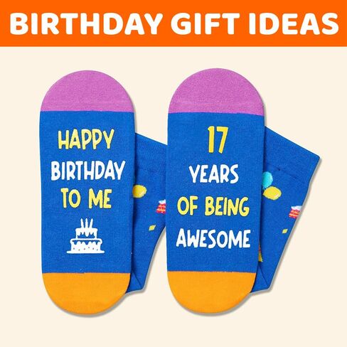 Zmart 17th Birthday Gifts Ideas Socks for Girls - 17th Birthday Gifts for Teen Girls Boys, Happy 17th Birthday Socks for Teens in Saudi Arabia