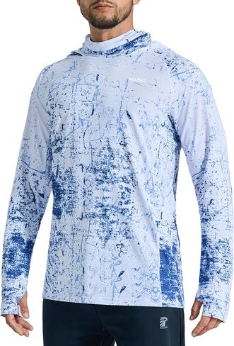 Men's Sun Protection Fishing Shirts UPF 50+ Lightweight Hoodie Long Sleeve UV SPF Hooded Shirts with Mask Rash Guard in Saudi Arabia