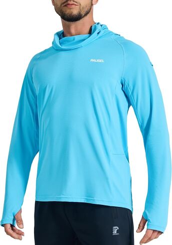 Men's Sun Protection Fishing Shirts UPF 50+ Lightweight Hoodie Long Sleeve UV SPF Hooded Shirts with Mask Rash Guard in Saudi Arabia