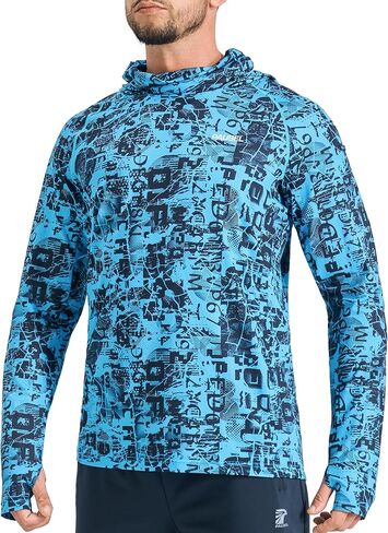 Men's Sun Protection Fishing Shirts UPF 50+ Lightweight Hoodie Long Sleeve UV SPF Hooded Shirts with Mask Rash Guard in Kuwait