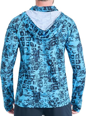 Men's Sun Protection Fishing Shirts UPF 50+ Lightweight Hoodie Long Sleeve UV SPF Hooded Shirts with Mask Rash Guard in Kuwait