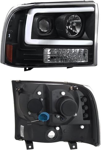 AKKON - For 99-04 Ford F250 F350 F450 F550 SuperDuty Pickup LED Tube Bar Black Projector Headlights Pair LH+RH in Saudi Arabia