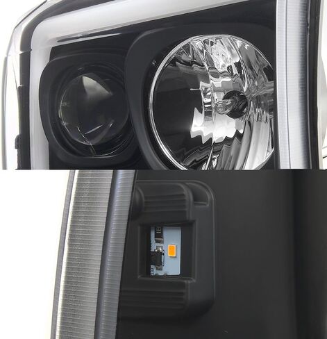 AKKON - For 99-04 Ford F250 F350 F450 F550 SuperDuty Pickup LED Tube Bar Black Projector Headlights Pair LH+RH in Saudi Arabia