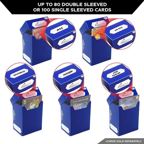 Quiver Time 100+ Standard Deck Blocks with 2 Dividers/Card Deck Box - Set of 5 MTG Deck Box - Compatible with Magic Commander, Yugioh & other TCG cards - (White, Black, Blue, Red & Green) in Kuwait