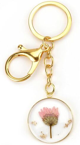 Handmade Pressed Flower Keychain,Dried Flowers Keychain for Women,Birth Flower Gift for Mother Sisters Bestie in Saudi Arabia