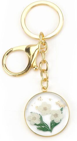 Handmade Pressed Flower Keychain,Dried Flowers Keychain for Women,Birth Flower Gift for Mother Sisters Bestie in Saudi Arabia