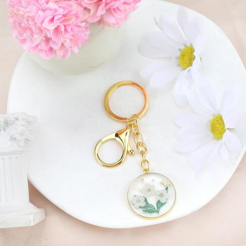 Handmade Pressed Flower Keychain,Dried Flowers Keychain for Women,Birth Flower Gift for Mother Sisters Bestie in Saudi Arabia
