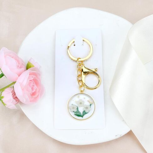 Handmade Pressed Flower Keychain,Dried Flowers Keychain for Women,Birth Flower Gift for Mother Sisters Bestie in Saudi Arabia