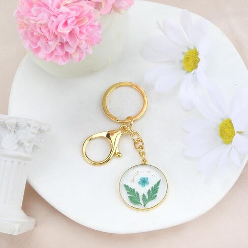 Handmade Pressed Flower Keychain,Dried Flowers Keychain for Women,Birth Flower Gift for Mother Sisters Bestie in Saudi Arabia