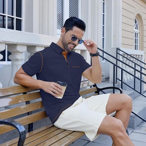 شورتات البولو غير الرسمية للرجال قميص الصيف القميص الكلاسيكي القمصان الجولف مع جيب in Kuwait