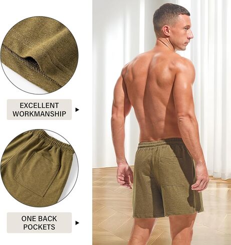 AMY COULEE Men's Athletic Sweat Shorts 5" Casual Lounge Shorts Elastic Waist Gym Workout Shorts with Pockets in Kuwait