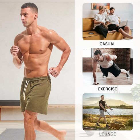 AMY COULEE Men's Athletic Sweat Shorts 5" Casual Lounge Shorts Elastic Waist Gym Workout Shorts with Pockets in Kuwait