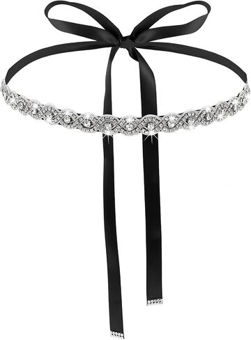 Bridal Rhinestone Wedding Waist Belt, Handcrafted Bling Crystal Belts Adjustable Ribbon Belt for Women Jeans Dress in Saudi Arabia
