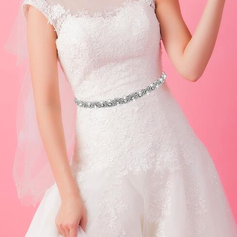 Bridal Rhinestone Wedding Waist Belt, Handcrafted Bling Crystal Belts Adjustable Ribbon Belt for Women Jeans Dress in Saudi Arabia