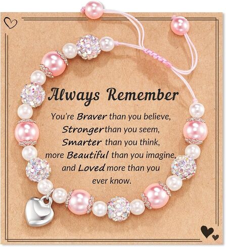 HGDEER Natural Stone Bracelets, Trendy Birthday Teen Girl Gift Ideas with Quote Card in Saudi Arabia