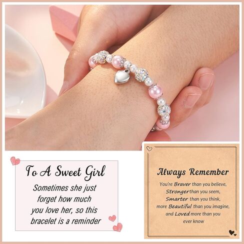 HGDEER Natural Stone Bracelets, Trendy Birthday Teen Girl Gift Ideas with Quote Card in Saudi Arabia