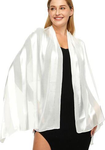 PANTONIGHT Women's Polyester Head Wrap Plain Metallic Evening Shawl Lightweight Wedding Shawl Satin Wraps for Party in Saudi Arabia