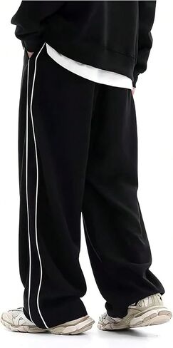 Verdusa Men's Striped Track Pants Elastic Waist Baggy Parachute Pants Sweatpants in Kuwait