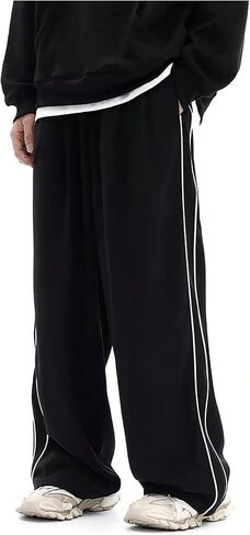 Verdusa Men's Striped Track Pants Elastic Waist Baggy Parachute Pants Sweatpants in Kuwait