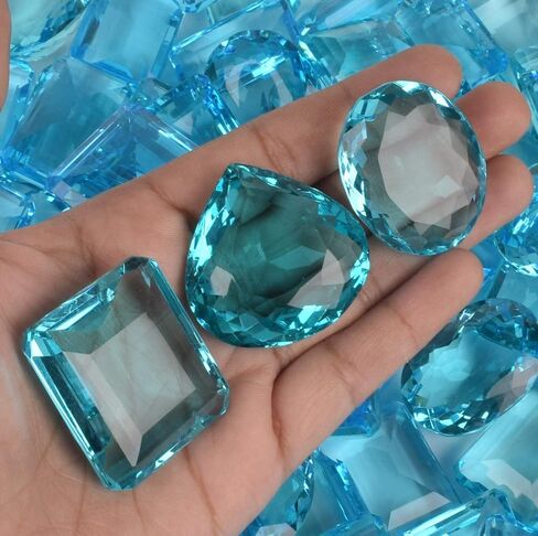 جذابة سويسرية الأزرق توباز 500.00 CT الكثير من 6 أجهزة كمبيوتر مزيج الشكل السويسري الأزرق توباز الأحجار الكريمة لقطات الكثير لصنع المجوهرات AM-005 in Saudi Arabia
