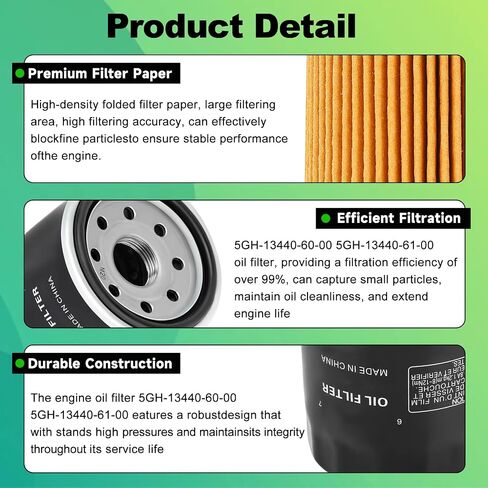 5GH-13440-61-00 Oil Filter 5GH-13440-60-00 16097-0007 15410-MFJ-D01 for Honda GXV530 CBR600RR 1000RR,Yamaha YZFR1 R6 Grizzly YFM350 450 550 660 700,Kawasaki KVF360 KVF650 Prairie, 2PCS in Saudi Arabia