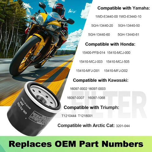 5GH-13440-61-00 Oil Filter 5GH-13440-60-00 16097-0007 15410-MFJ-D01 for Honda GXV530 CBR600RR 1000RR,Yamaha YZFR1 R6 Grizzly YFM350 450 550 660 700,Kawasaki KVF360 KVF650 Prairie, 2PCS in Saudi Arabia