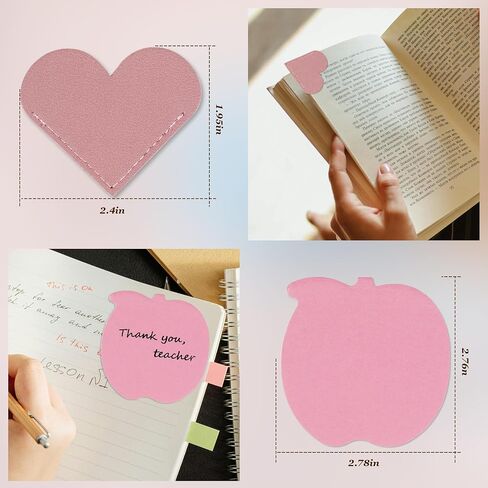 Teacher Appreciation Gifts Personalized Natural Stone Apple Bracelet Cute Leather Heart Corner Bookmarks Apple-Shaped Sticky Notes Thank You Gifts for Teacher with Message Card in Saudi Arabia
