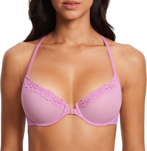 Dobreva Women's Mesh Front Front Racerback Bra Lace Trim Unlize Underwire Sexy Gradund in Kuwait