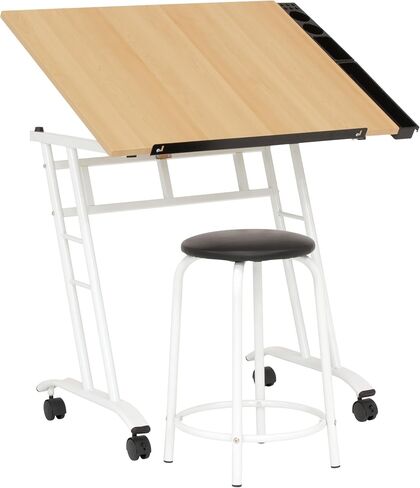 Studio Designs Deluxe Craft Station, Top Adjustable Drafting Table Craft Table Drawing Desk Hobby Table Writing Desk Studio Desk with Drawers, 36''W x 24''D, Black/White in Kuwait