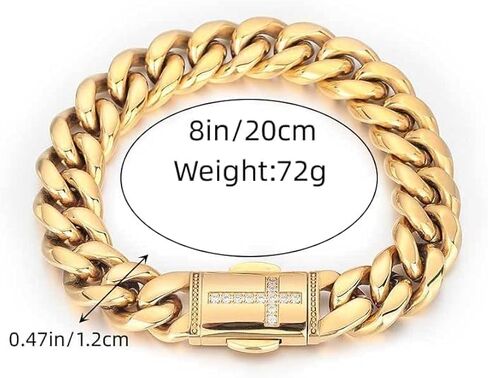 14k gold Cuban bracelet for men. bracelet for women. Mesh bracelet for Valentine's Day/birthday gift (yellow, 9) in Kuwait