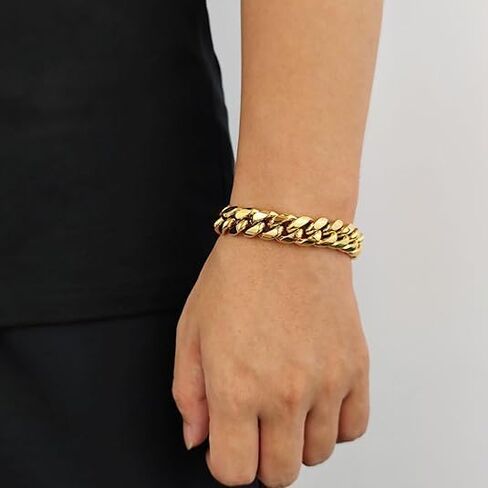 14k gold Cuban bracelet for men. bracelet for women. Mesh bracelet for Valentine's Day/birthday gift (yellow, 9) in Kuwait