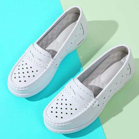 Women's Air-Cushion Orthopedic Slip-On Nurse Shoes Fashion Round-Toe Wedge Heel Thick-Soled Comfortable Arch Support Walking Loafers in Kuwait