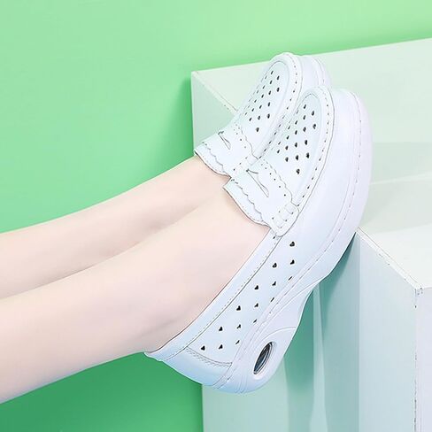 Women's Air-Cushion Orthopedic Slip-On Nurse Shoes Fashion Round-Toe Wedge Heel Thick-Soled Comfortable Arch Support Walking Loafers in Kuwait