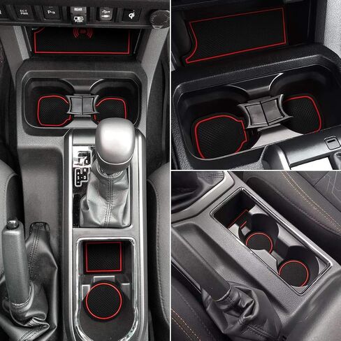 Auovo 18pcs Anti-dust Mats for Toyota Tacoma Accessories 2023 2022 2021 2020 2016 2017 2018 2019 Car Cup Holder Inserts Center Console Door Pocket Liner Premium Custom Interior (Double Cab) (Red) in Saudi Arabia