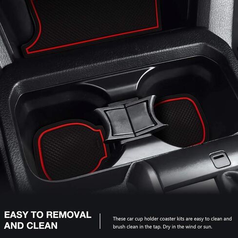 Auovo 18pcs Anti-dust Mats for Toyota Tacoma Accessories 2023 2022 2021 2020 2016 2017 2018 2019 Car Cup Holder Inserts Center Console Door Pocket Liner Premium Custom Interior (Double Cab) (Red) in Saudi Arabia