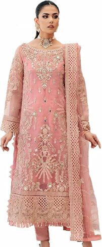 Indian Pakistani Salwar Kameez Pant Suit Embroidery Dresses for Eid Ramadan Festive Party - Kurta, Pant and Dupatta in Saudi Arabia