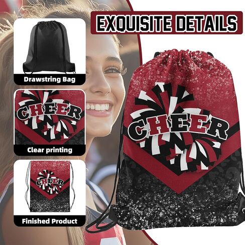 Cheer الرباط على الظهر 6pcs التشجيع الرباط صالة الألعاب الرياضية البهجة إكسسوارات الهدايا المشجعين للمصفقين (النبيذ والأسود) in Kuwait