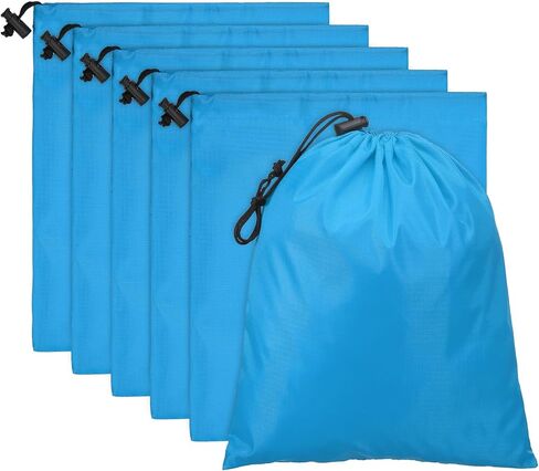 PATIKIL Travel Storage Bags with Toggle 14 x 16 Inch, 6 Pack Waterproof 210D Polyester Drawstring Bag Stuff Sack Cinch Bag for Gym Traveling Hiking Yoga Shoes Organizer, Black in Kuwait