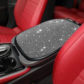 Bling Car Center Console Cover, Car Armrest Cover, Diamond Rhinestone Auto Center Console Cover Protector, Universal Arm Rest Cushion Pads Car Interior Accessories for Vehicles, SUVs (Black) in Kuwait